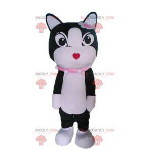 Zwart-witte kat mascotte. Kitten mascotte - Redbrokoly.com
